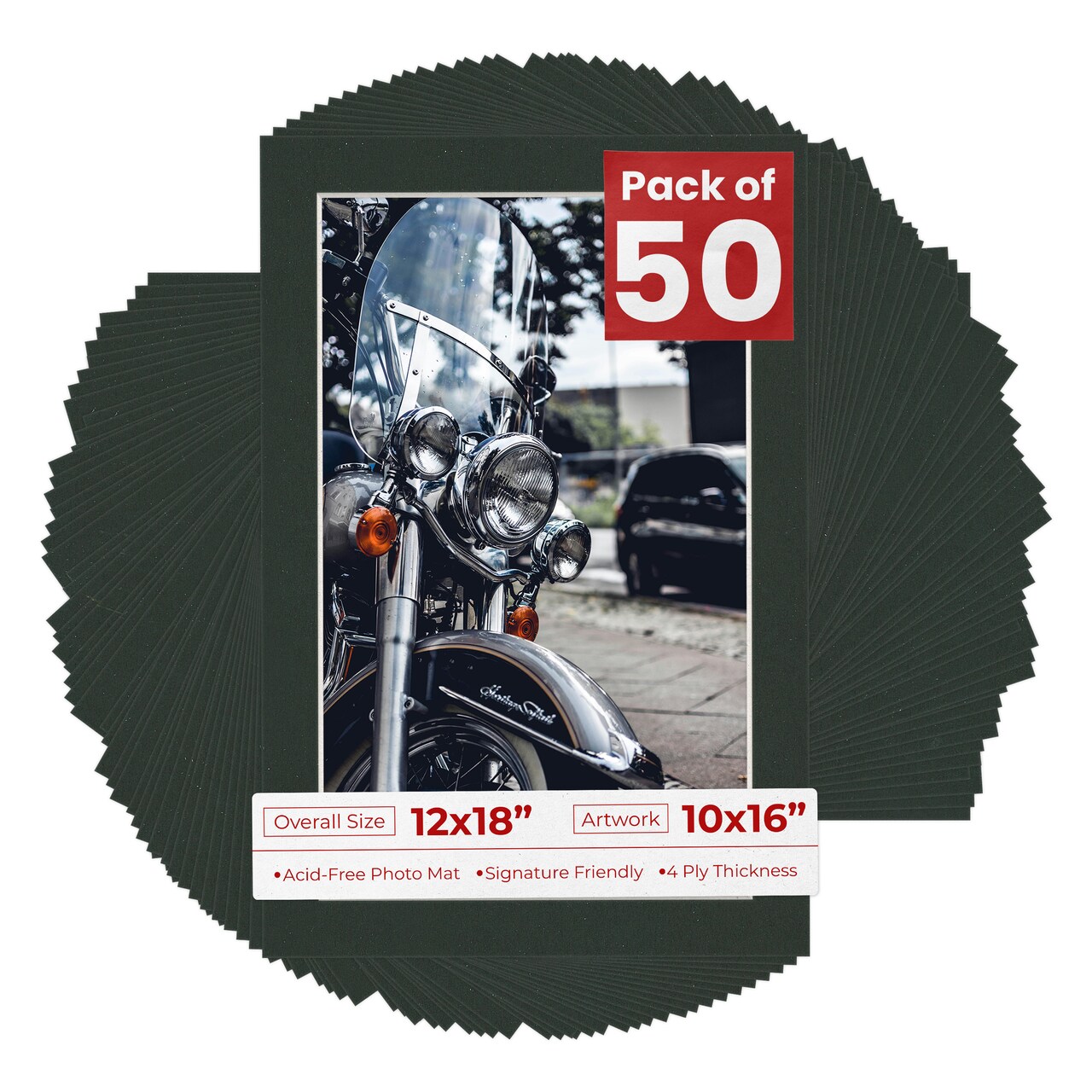 Textured Black Mat Board for 12x18 Frames - Fits 10x16 Photos